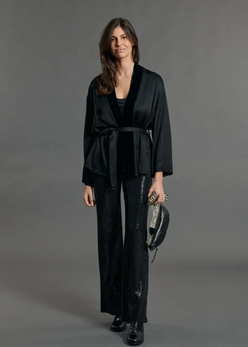 Vestes & Manteaux-Lauren Vidal VESTE KIMONO BI-MATIÈRE AMBRE Noir